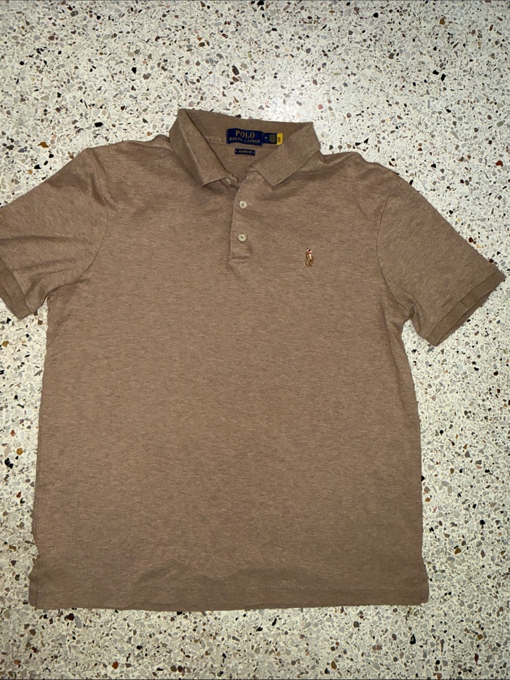 Polo Ralph Lauren brown tan shirt top classic fit medium m